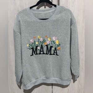 SHEIN MAMA Floral Embroidery Crew Neck Sweatshirt